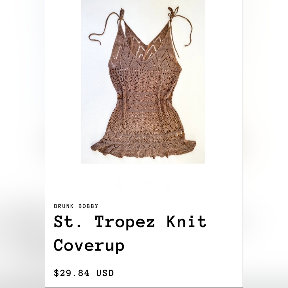 Elegant Brown Knit Swim Coverup - Picture 9 of 10